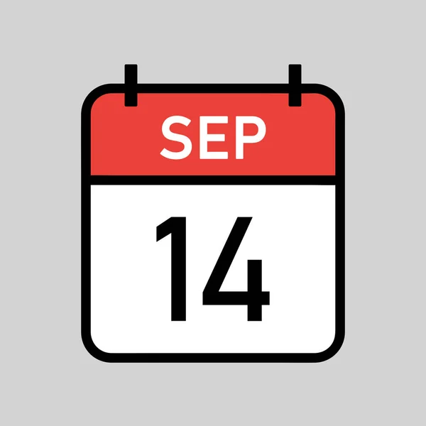 Сентября Красно Белый Календарь Страницы Черным Контуром Календарь Даты Простой — стоковый вектор