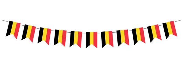 Belçika Bayrak Çelengi Belçika Ulusal Günü Için Sallanan Kiraz Panoramik — Stok Vektör