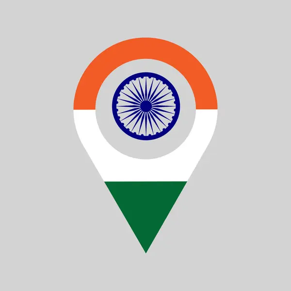 Perno Posizione Indiano Bandiera Colorata Gps Marker Made India Simbolo — Vettoriale Stock