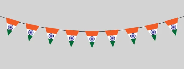 Guirnalda Bunting India Cadena Banderas Indias Triangulares Banderines Ilustración Vector — Vector de stock