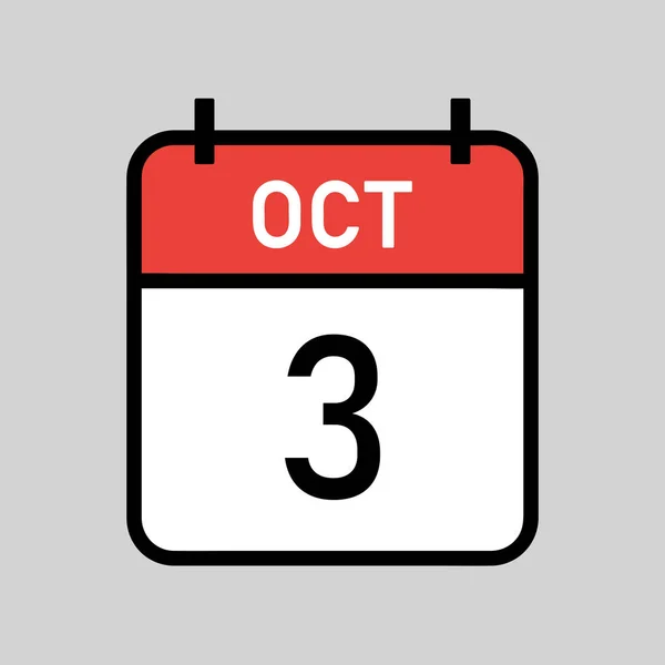 Октября Страница Календаря Красного Белого Цветов Черным Контуром Дата Календаря — стоковый вектор