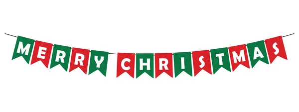 Frohe Weihnachten Fahnengirlande Rote Und Grüne Wimpel Mit Weißen Buchstaben Vektorgrafiken