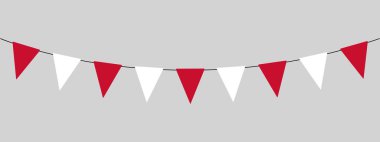 triangle flag garland, red and white decoration, bunting, vector illustration clipart