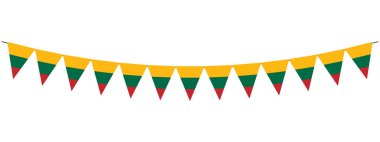 Litvanya bayrak çelengi, üçgen bayraklar dizisi, Litvanya bağımsızlık günü, panoramik vektör dekoratif element