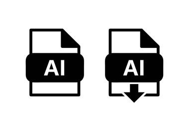 ai dosya biçimi siyah simge, ai dosya işaretini okla indir, iki vektör elementi kümesi