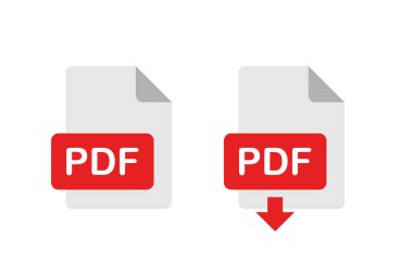 PDF vektör simgesi, pdf dosya biçimi imzası ok ile indiriliyor