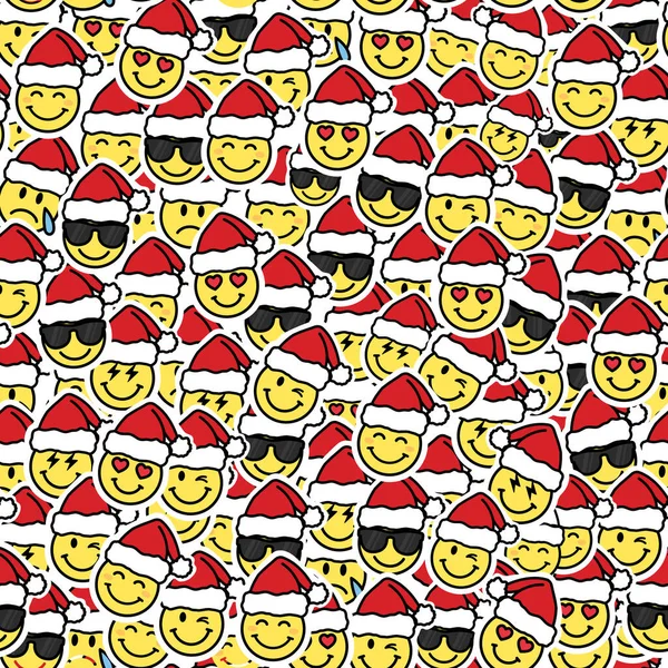 Noel Baba Emojileri Arkaplan Noel Simgesi Desen Vektör Stok Illüstrasyon
