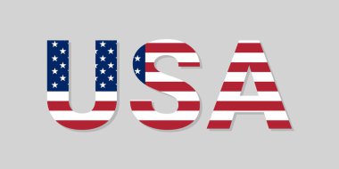 Amerikan bayrağı renginde ABD harfleri, vektör illüstrasyonu