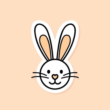 Paskalya Tavşanı çıkartması, çizgi film karakteri, siyah çizgi vektör elementi