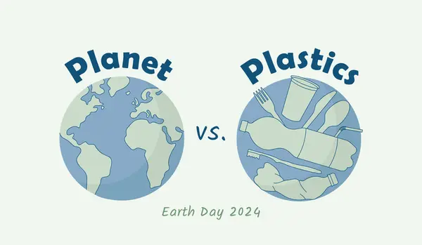Plastik Dünya Günü teması: 2024 Plastik Kirliliği yenme, vektör posteri