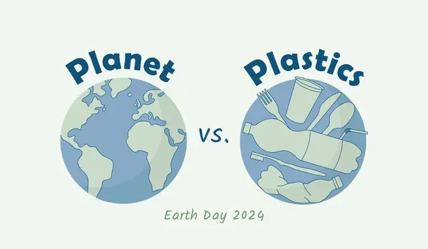 Plastik Dünya Günü Teması 2024 Plastik Kirliliği Yenme Vektör Posteri Telifsiz Stok Illüstrasyonlar
