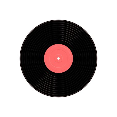 Vinil kayıt, beyaz arkaplanda izole edilmiş vintage disk, retro müzik sembolü, vektör illüstrasyonu