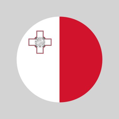Malta yapımı, ulusal bayrak renklerine sahip yuvarlak simge, basit daire vektör sembolü