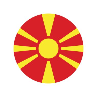 Kuzey Makedonya 'da üretildi, ulusal bayrak renklerine sahip Makedon yuvarlak simgesi, basit daire vektör sembolü
