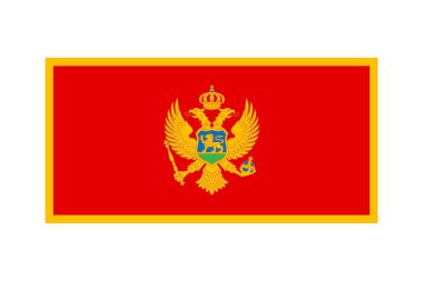 Karadağ Ulusal Bayrağı: 1: 2 oranında Karadağ Ülke Bayrağı, beyaz arka planda vektör tasarım unsuru