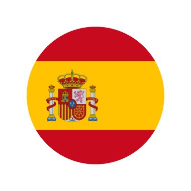 İspanya yuvarlak sembolü, İspanya bayrak simgesi, daire vektör düğmesi