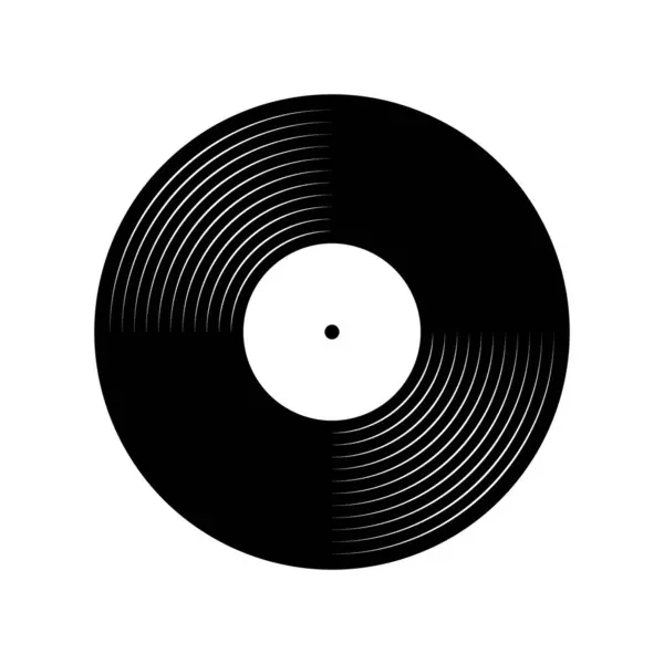 Vinil plak sembolü, siyah beyaz plaka diski, basit vektör illüstrasyonu