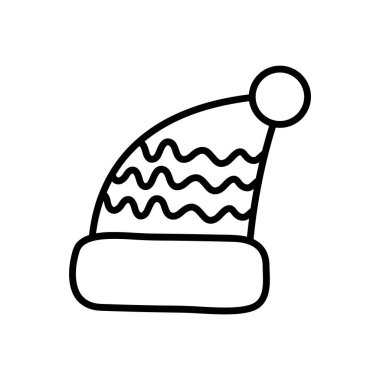 Noel Baba şapkası siyah çizgi simgesi, bayram simgesi, düzenlenebilir çizgi basit vektör tasarımı ögesi