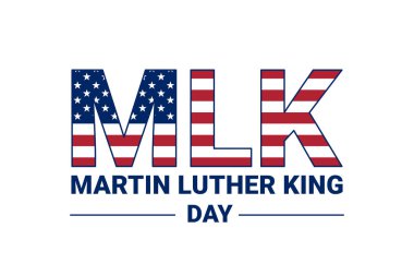 Amerikan bayrağı renginde mlk harfleri, Martin Luther King bayrağı, vektör illüstrasyonu