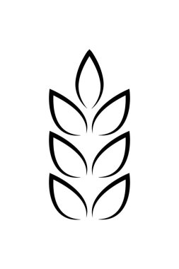 Buğday ya da arpa ana hatları simgesi, siyah tahıl sembolü, basit vektör tasarım elementi