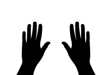 iki açık avuç içi siluet, siyah ve beyaz vektör çizimi