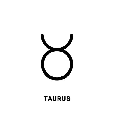 Boğa burcu işareti, siyah astrolojik sembol, tek vektör tasarım elementi.