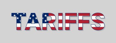 Tarifeler artıyor, Amerikan bayrağı renginde metin, vektör tasarımı ögesi