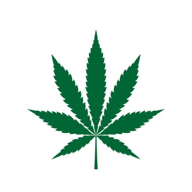 Esrar yaprağı ikonu, marihuana silueti, düz yeşil sembol