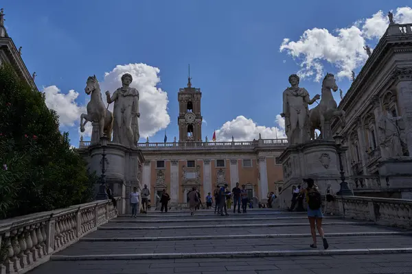Rom Italien September 2022 Kapitolintorget Piazza Del Campidoglio Ovanpå Capitoline — Stockfoto