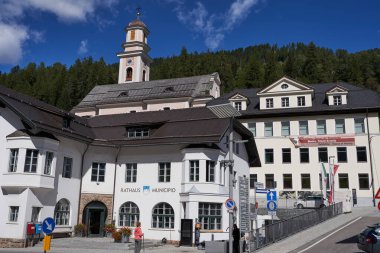 Sesto-Sexten, Italy - September 19, 2022 - The charming village of Sexten/Sesto is nestled in the striking mountain world of the Sexten Dolomites                               