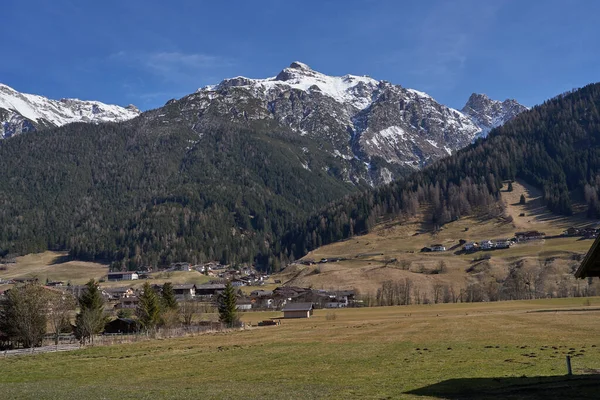 Kampl Austria Marzo 2023 Prados Praderas Valle Alpino Stubaital Final — Foto de Stock