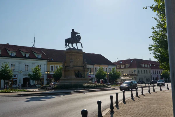 Podebrady República Checa Junio Plaza Principal Una Estatua Jorge Podebrad — Foto de Stock