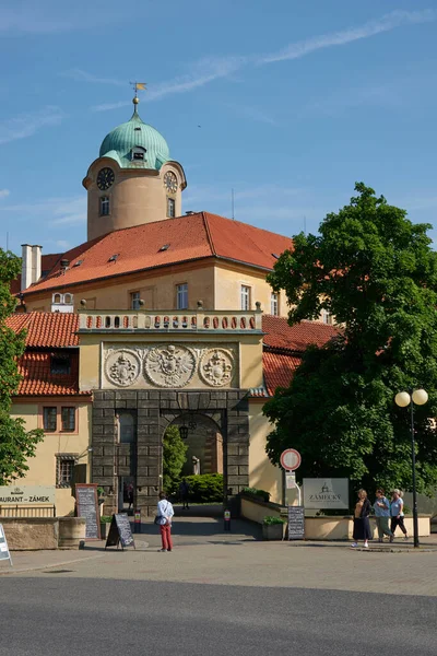 Podebrady Tschechien Juni 2023 Schloss Podebrady Einem Sonnigen Frühlingstag — Stockfoto