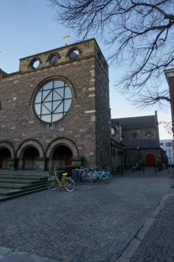 Enschede, Netherlands - January 28, 2024 - the Neo roman church of James in Enschede on a winter morning                                clipart