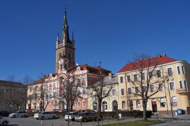 Caslav, Çek Cumhuriyeti - 24 Şubat 2024 - Güneşli bir kış gününde Trocnov 'lu Jan Zizka Meydanı                               