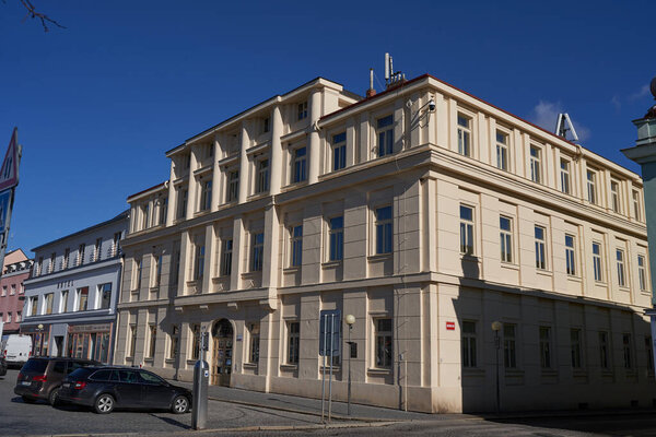 Caslav, Czech Republic - February 24, 2024 - the Square of Jan Zizka of Trocnov on a sunny winter day                               