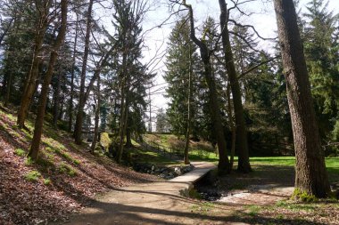 Pruhonice, Çek Cumhuriyeti - 29 Mart 2024 - Prag yakınlarındaki Pruhonice Şatosu 'ndaki Şato Parkı                               