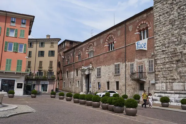 stock image Brescia, Italy - June 17, 2024 - Paul VI Square on a sunny spring afternoon                               