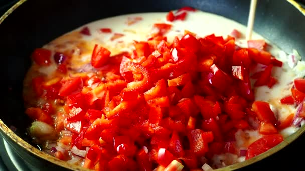 Cocinar Salsa Tomate Sartén Puerta Chiangmai Tailandia — Vídeos de Stock