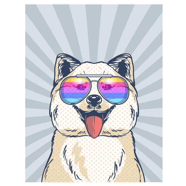 Adorable Dog Sporting Glasses Portrait Ludique Amusant — Image vectorielle