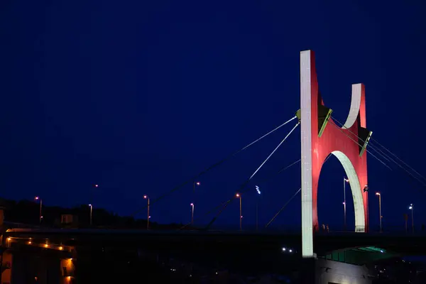 Spanya Bilbao Daki Meşhur Kızıl Köprü Etkileyici Şehir Tarihi — Stok fotoğraf