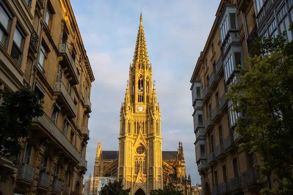 stock image Beautiful catholic cathedral in the center of san sebastian in spain