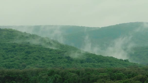 Dağlardaki Sis Buhar Şeklinde Yükselir Bulutları Oluşturur Doğadaki Döngüsü — Stok video