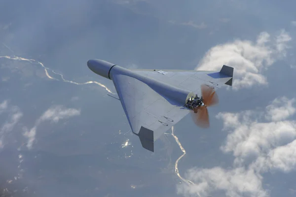 Vue Dessus Drone Combat Shahid Armée Russe Dans Ciel Contre — Photo