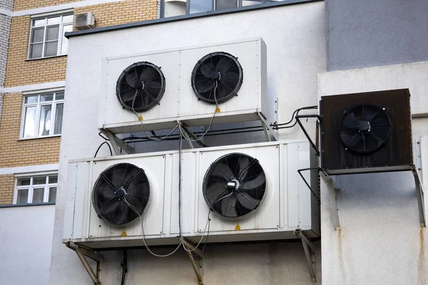 Industrial cooling unit at factory exterior equipment. High quality photo