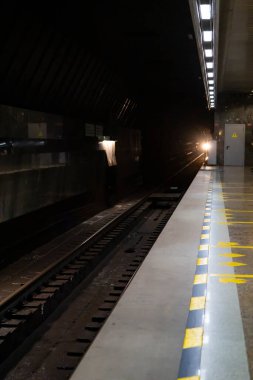 Empty metro station, far from the train. High quality photo