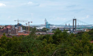 Landscape view of forest and city, skyline