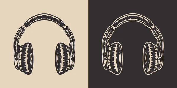 Vintage Retro Music Headphones Can Used Emblem Logo Badge Label — Stock Vector