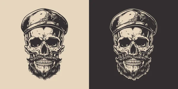 Set Vintage Retro Scary Hipster Skull Can Used Emblem Logo — 图库矢量图片