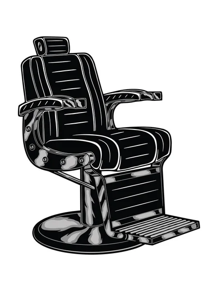 Vintage Retro Xilogravura Linocut Elemento Barbearia Gravura Cadeira Metal Couro — Vetor de Stock